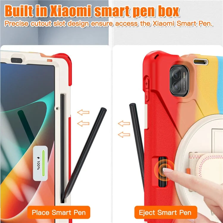 For Xiaomi Pad 5 / Pad 5 Pro Case Kickstand PC+Silicone Rugged Tablet Cover with Hand Strap