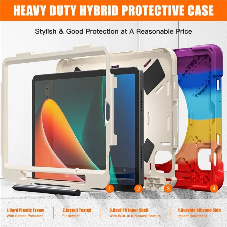 For Xiaomi Pad 5 / Pad 5 Pro Case Kickstand PC+Silicone Rugged Tablet Cover with Hand Strap