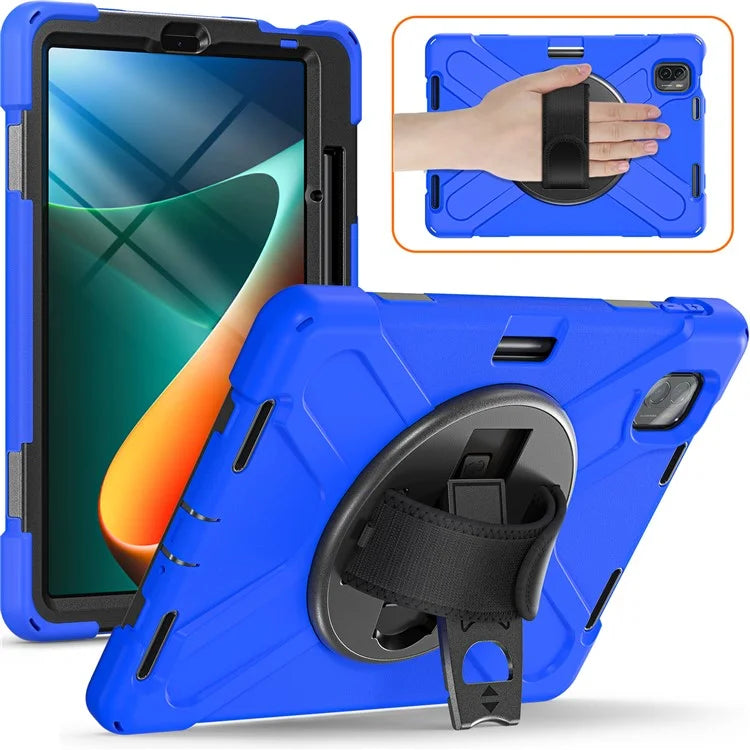 For Xiaomi Pad 5 / Pad 5 Pro Case Kickstand PC+Silicone Rugged Tablet Cover with Hand Strap