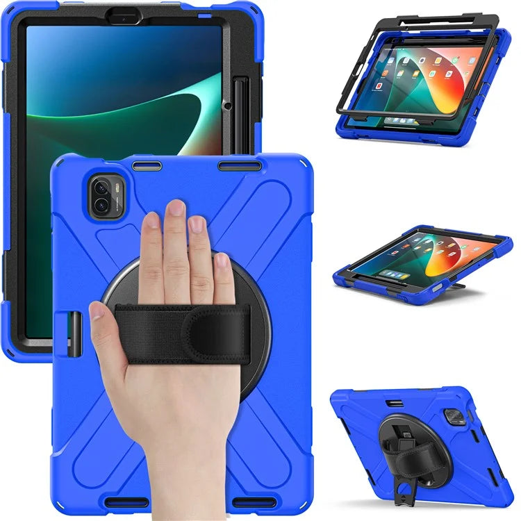 For Xiaomi Pad 5 / Pad 5 Pro Case Kickstand PC+Silicone Rugged Tablet Cover with Hand Strap