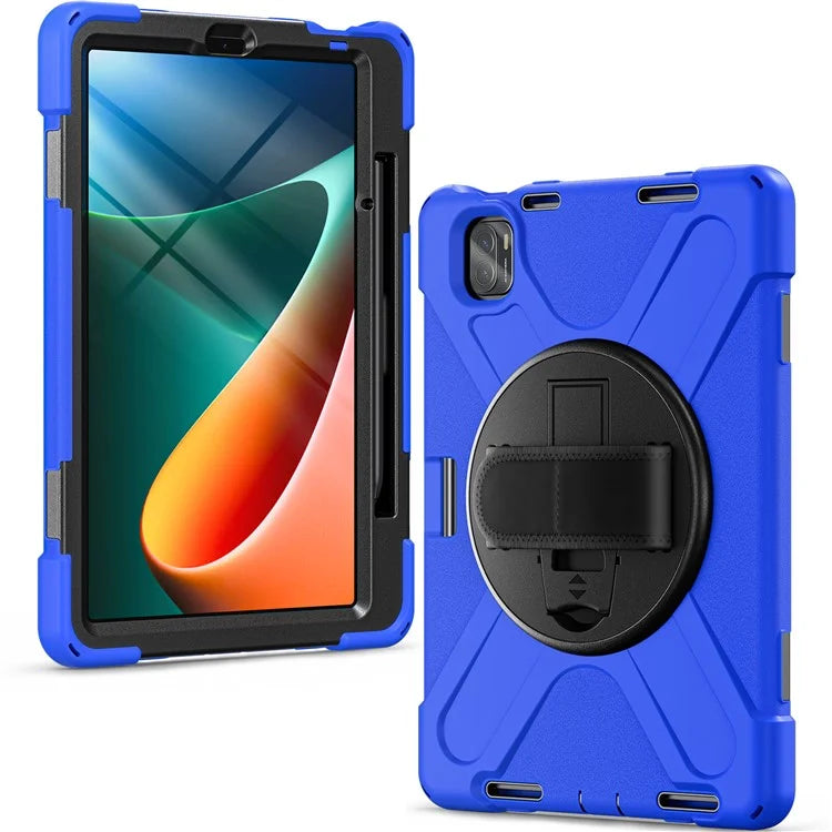 For Xiaomi Pad 5 / Pad 5 Pro Case Kickstand PC+Silicone Rugged Tablet Cover with Hand Strap