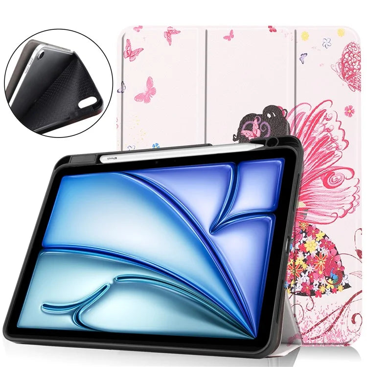 For iPad Air 11 (2024) Case Pattern Printing Protective Cover with Pen Slot and Tri-fold Stand