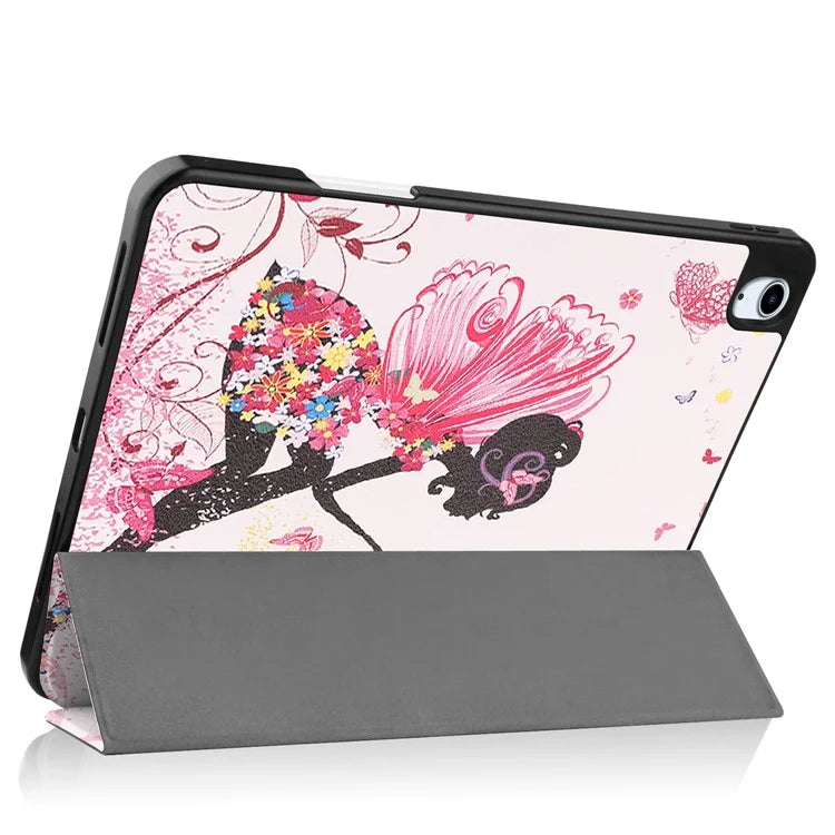 For iPad Air 11 (2024) Case Pattern Printing Protective Cover with Pen Slot and Tri-fold Stand