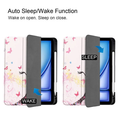 For iPad Air 11 (2024) Case Pattern Printing Protective Cover with Pen Slot and Tri-fold Stand
