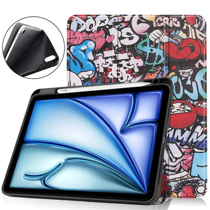 For iPad Air 11 (2024) Case Pattern Printing Protective Cover with Pen Slot and Tri-fold Stand