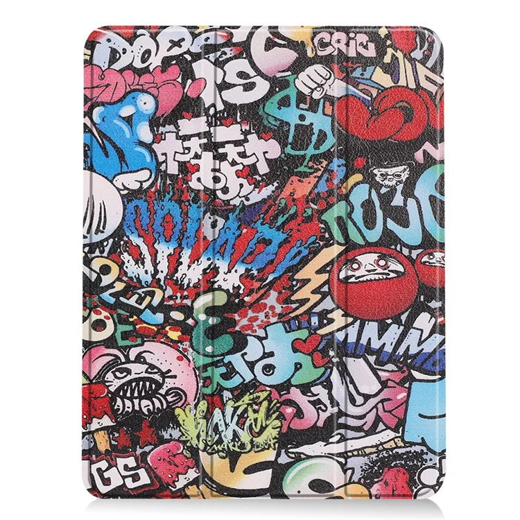 For iPad Air 11 (2024) Case Pattern Printing Protective Cover with Pen Slot and Tri-fold Stand
