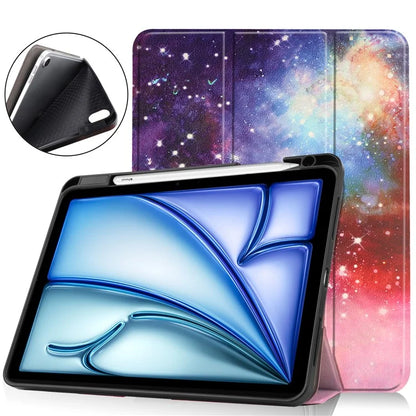 For iPad Air 11 (2024) Case Pattern Printing Protective Cover with Pen Slot and Tri-fold Stand