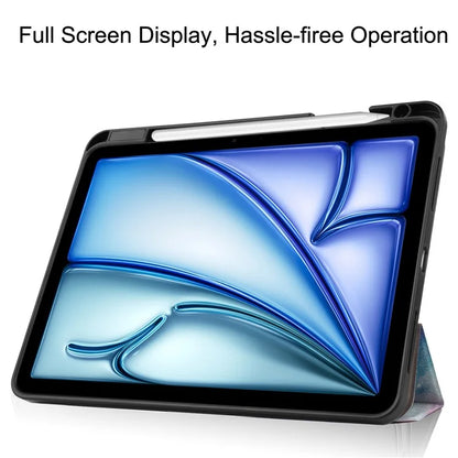 For iPad Air 11 (2024) Case Pattern Printing Protective Cover with Pen Slot and Tri-fold Stand