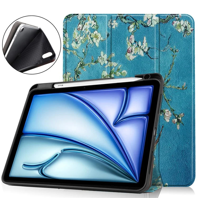 For iPad Air 11 (2024) Case Pattern Printing Protective Cover with Pen Slot and Tri-fold Stand