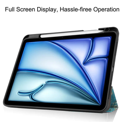 For iPad Air 11 (2024) Case Pattern Printing Protective Cover with Pen Slot and Tri-fold Stand