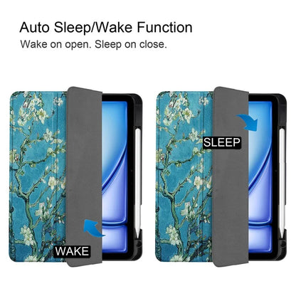 For iPad Air 11 (2024) Case Pattern Printing Protective Cover with Pen Slot and Tri-fold Stand