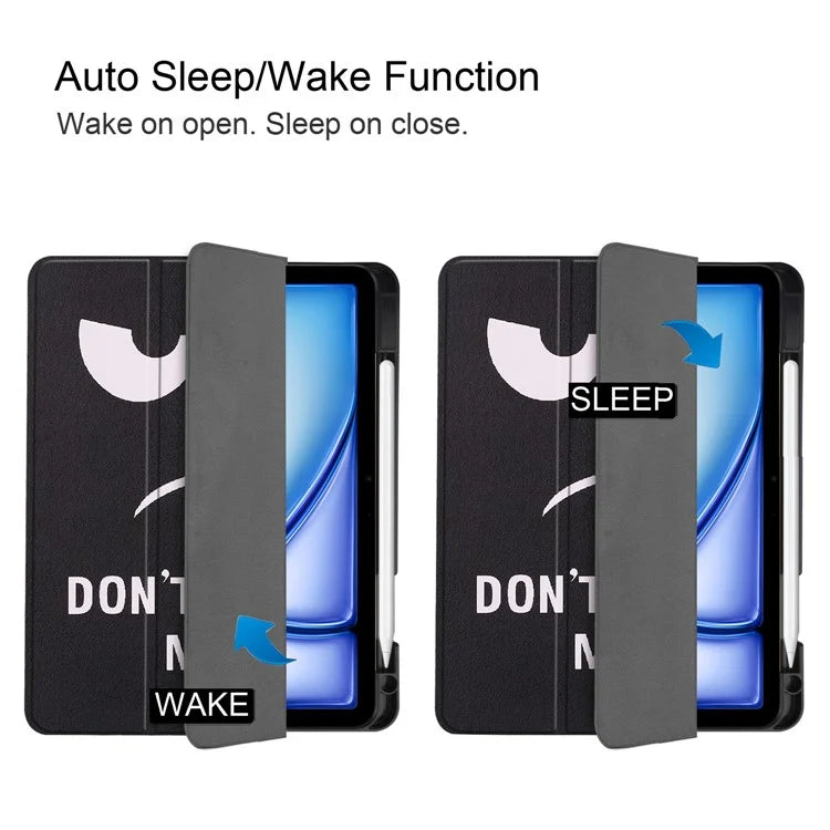 For iPad Air 11 (2024) Case Pattern Printing Protective Cover with Pen Slot and Tri-fold Stand