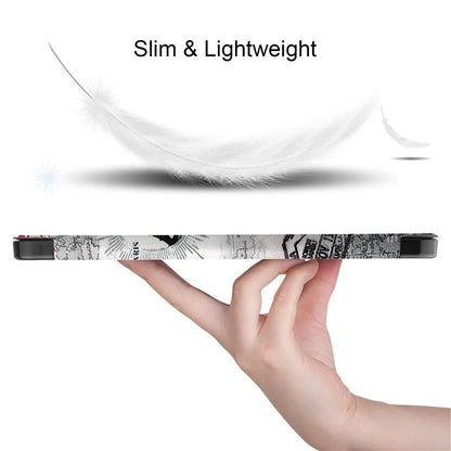 For iPad Air 11 (2024) Case Pattern Printing Protective Cover with Pen Slot and Tri-fold Stand