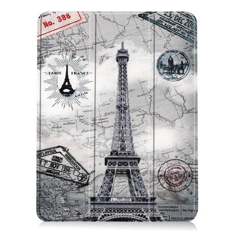 For iPad Air 11 (2024) Case Pattern Printing Protective Cover with Pen Slot and Tri-fold Stand