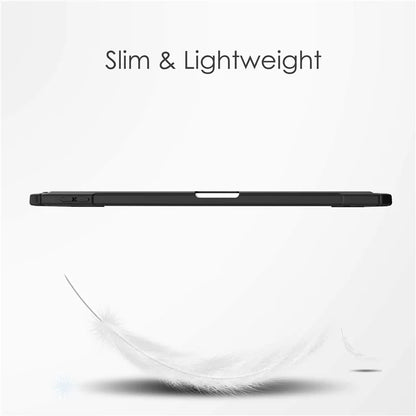 For iPad Air 11 (2024) Clear Case PU Leather Auto Wake Sleep Protective Cover with Pen Slot