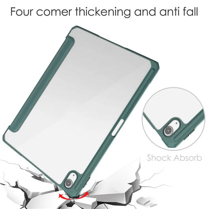 For iPad Air 11 (2024) Clear Case PU Leather Auto Wake Sleep Protective Cover with Pen Slot