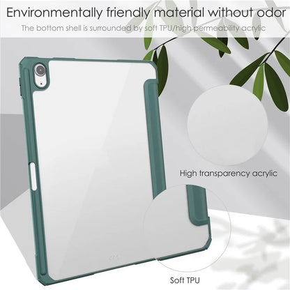 For iPad Air 11 (2024) Clear Case PU Leather Auto Wake Sleep Protective Cover with Pen Slot