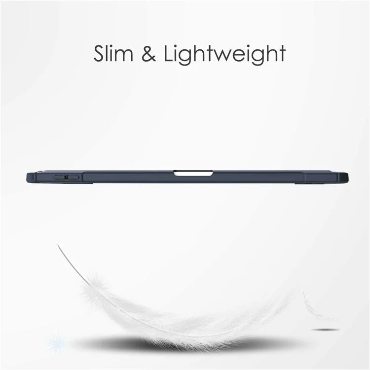 For iPad Air 11 (2024) Clear Case PU Leather Auto Wake Sleep Protective Cover with Pen Slot