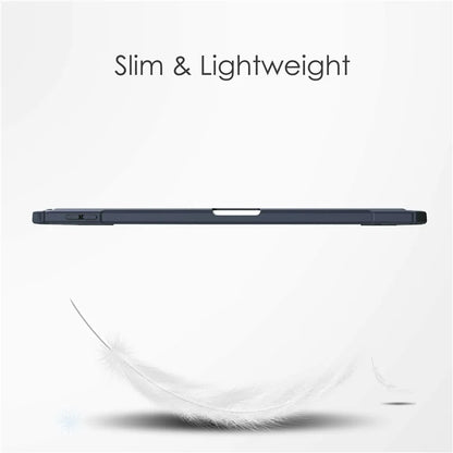 For iPad Air 11 (2024) Clear Case PU Leather Auto Wake Sleep Protective Cover with Pen Slot