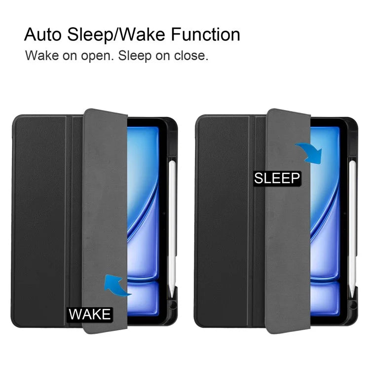 For iPad Air 11 (2024) Case Tri-fold Stand Protective Tablet Cover with Pen Slot