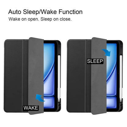 For iPad Air 11 (2024) Case Tri-fold Stand Protective Tablet Cover with Pen Slot