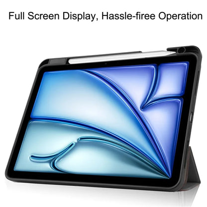 For iPad Air 11 (2024) Case Tri-fold Stand Protective Tablet Cover with Pen Slot