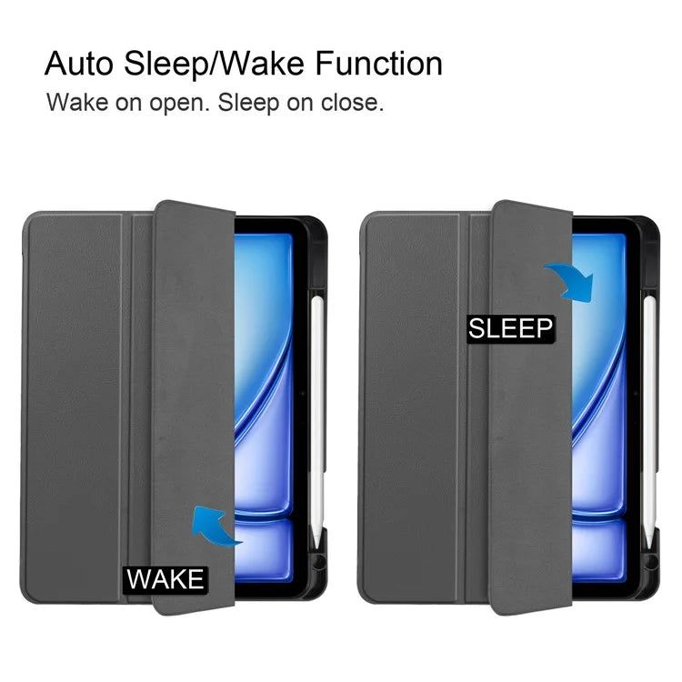 For iPad Air 11 (2024) Case Tri-fold Stand Protective Tablet Cover with Pen Slot