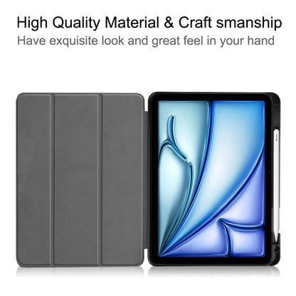 For iPad Air 11 (2024) Case Tri-fold Stand Protective Tablet Cover with Pen Slotish Green