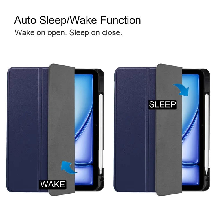 For iPad Air 11 (2024) Case Tri-fold Stand Protective Tablet Cover with Pen Slot