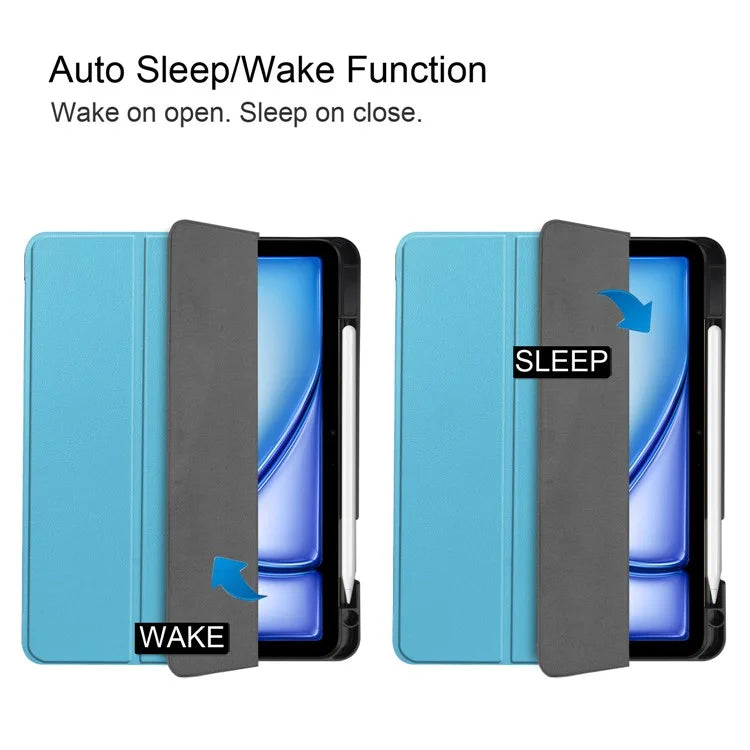 For iPad Air 11 (2024) Case Tri-fold Stand Protective Tablet Cover with Pen Slot