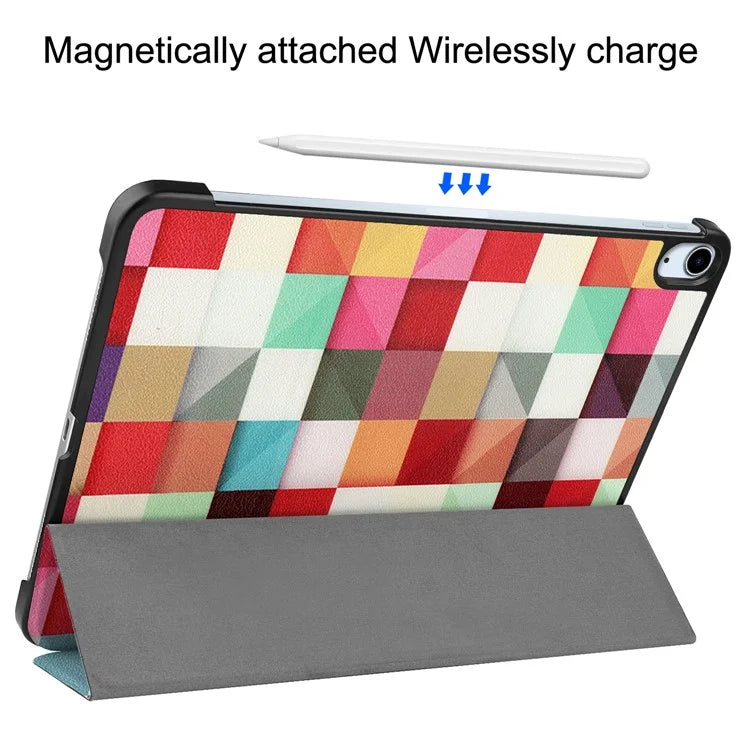 For iPad Air 11 (2024) Case Trifold Stand Pattern Auto Wake /  Sleep Tablet Cover
