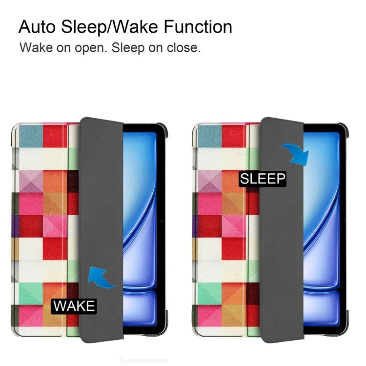 For iPad Air 11 (2024) Case Trifold Stand Pattern Auto Wake /  Sleep Tablet Cover