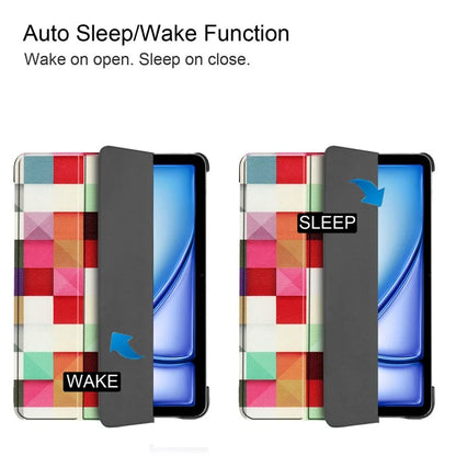 For iPad Air 11 (2024) Case Trifold Stand Pattern Auto Wake /  Sleep Tablet Cover