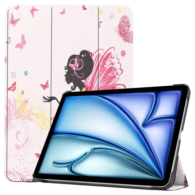 For iPad Air 11 (2024) Case Trifold Stand Pattern Auto Wake /  Sleep Tablet Cover