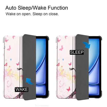 For iPad Air 11 (2024) Case Trifold Stand Pattern Auto Wake /  Sleep Tablet Cover