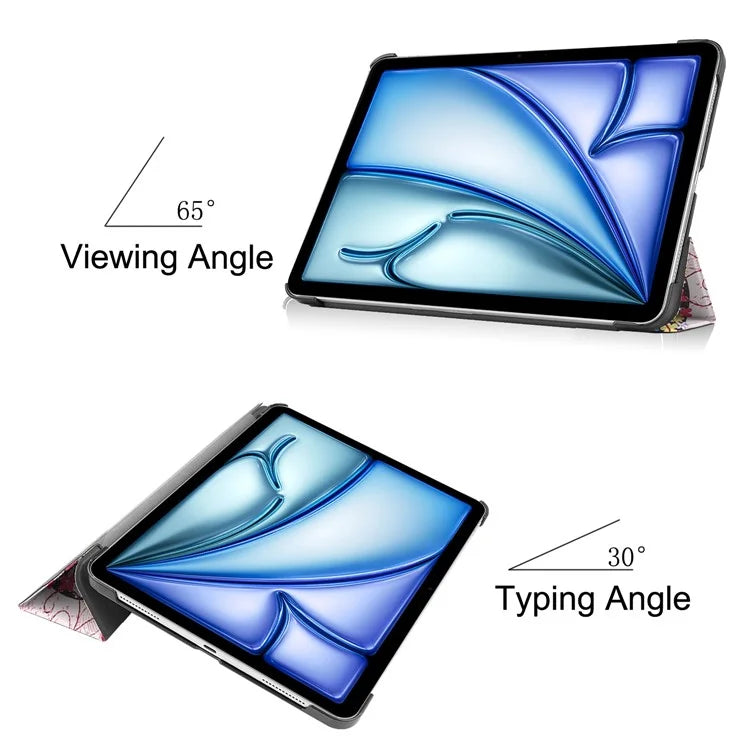 For iPad Air 11 (2024) Case Trifold Stand Pattern Auto Wake /  Sleep Tablet Cover