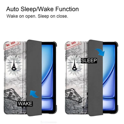 For iPad Air 11 (2024) Case Trifold Stand Pattern Auto Wake /  Sleep Tablet Cover