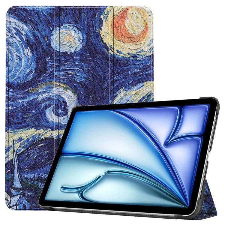 For iPad Air 11 (2024) Case Trifold Stand Pattern Auto Wake /  Sleep Tablet Cover