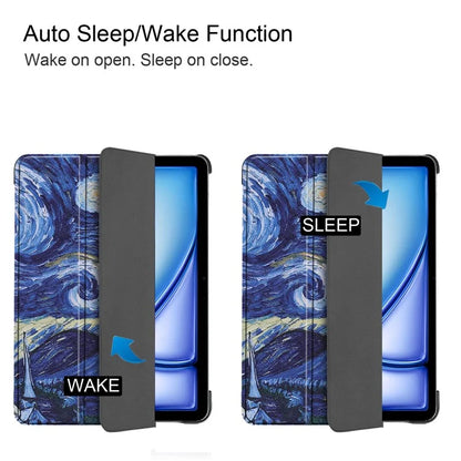 For iPad Air 11 (2024) Case Trifold Stand Pattern Auto Wake /  Sleep Tablet Cover