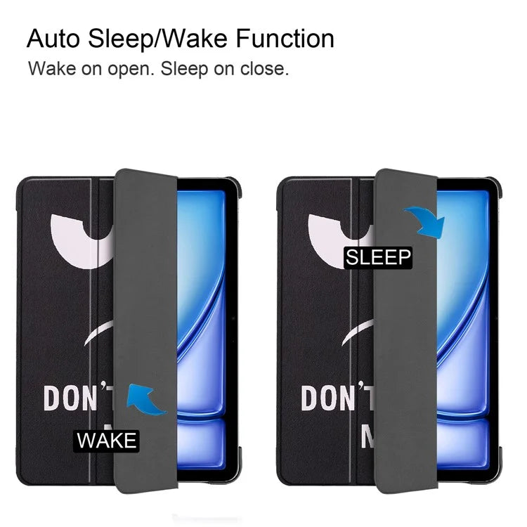 For iPad Air 11 (2024) Case Trifold Stand Pattern Auto Wake /  Sleep Tablet Cover