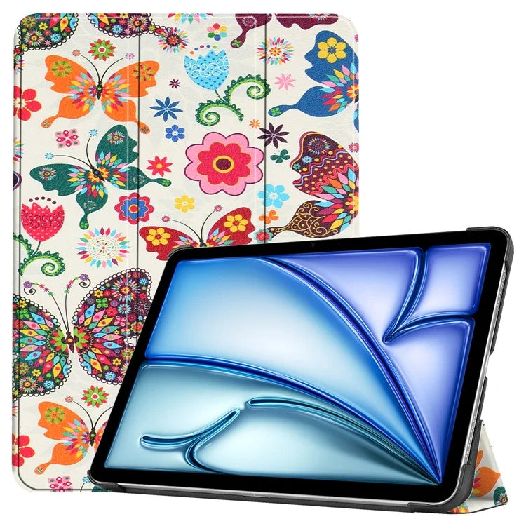 For iPad Air 11 (2024) Case Trifold Stand Pattern Auto Wake /  Sleep Tablet Cover