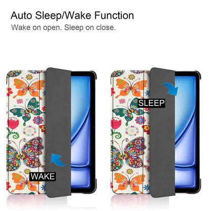 For iPad Air 11 (2024) Case Trifold Stand Pattern Auto Wake /  Sleep Tablet Cover