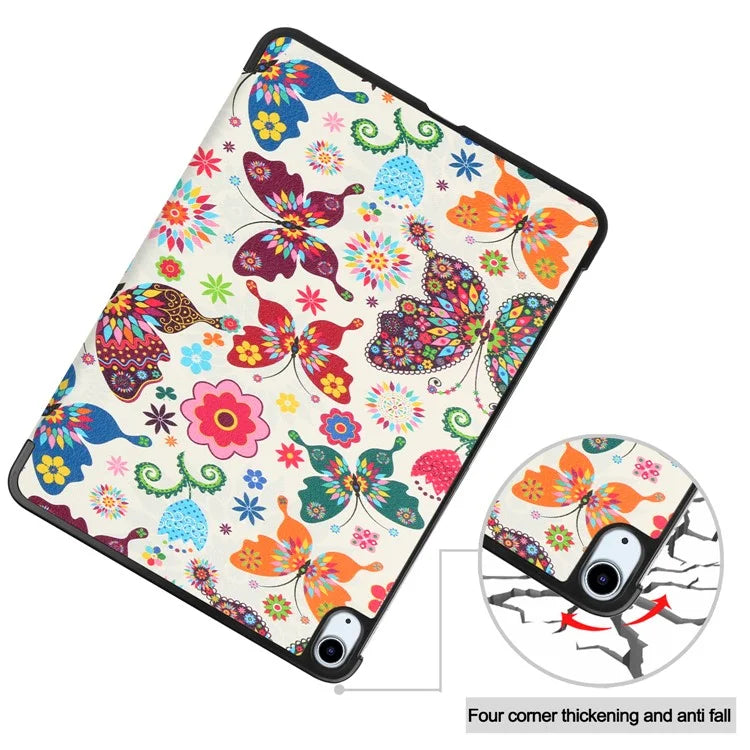 For iPad Air 11 (2024) Case Trifold Stand Pattern Auto Wake /  Sleep Tablet Cover