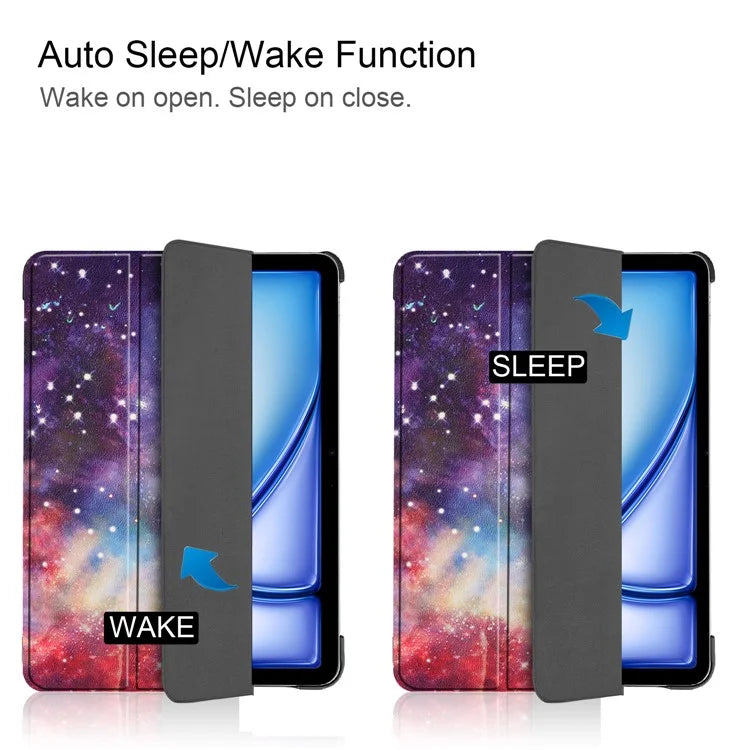 For iPad Air 11 (2024) Case Trifold Stand Pattern Auto Wake /  Sleep Tablet Cover