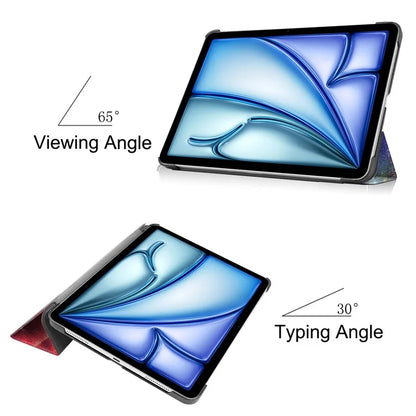 For iPad Air 11 (2024) Case Trifold Stand Pattern Auto Wake /  Sleep Tablet Cover