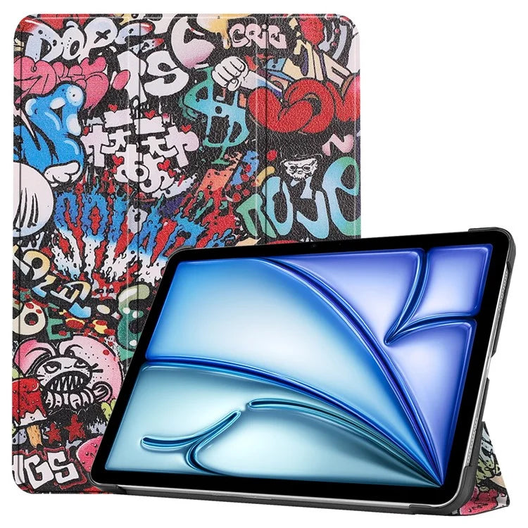 For iPad Air 11 (2024) Case Trifold Stand Pattern Auto Wake /  Sleep Tablet Cover