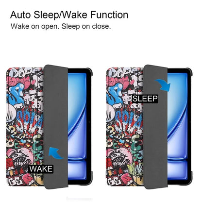 For iPad Air 11 (2024) Case Trifold Stand Pattern Auto Wake /  Sleep Tablet Cover