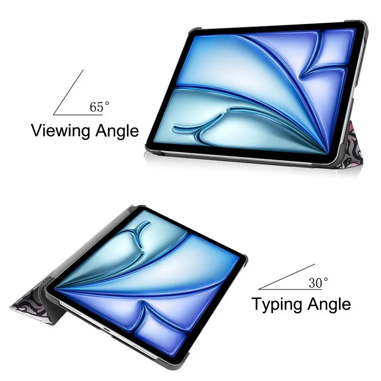 For iPad Air 11 (2024) Case Trifold Stand Pattern Auto Wake /  Sleep Tablet Cover