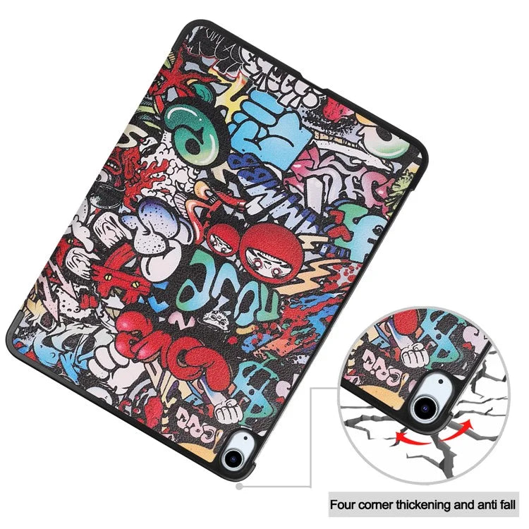 For iPad Air 11 (2024) Case Trifold Stand Pattern Auto Wake /  Sleep Tablet Cover