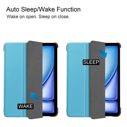 For iPad Air 11 (2024) Case PU Leather Protective Tri-fold Stand Smart Cover